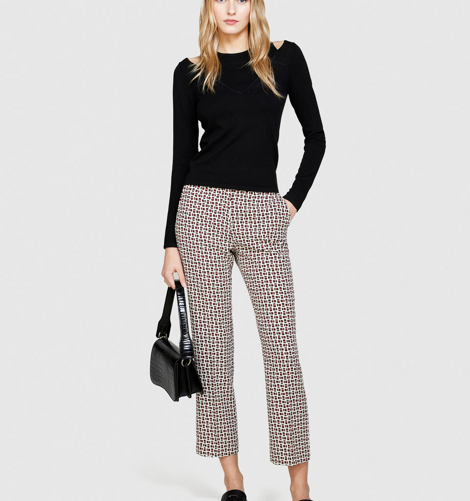 Printed cigarette trousers - women's skinny fit trousers - Multi-color | Sisley image number 1